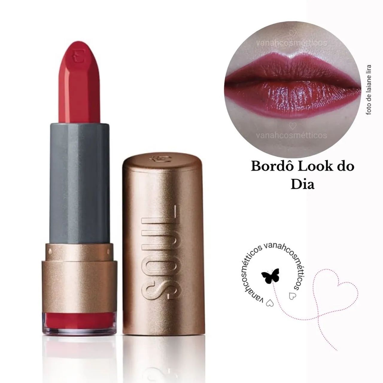 Batom Hidratante Soul Kiss me FPS 15 " Bordo Look do Dia "