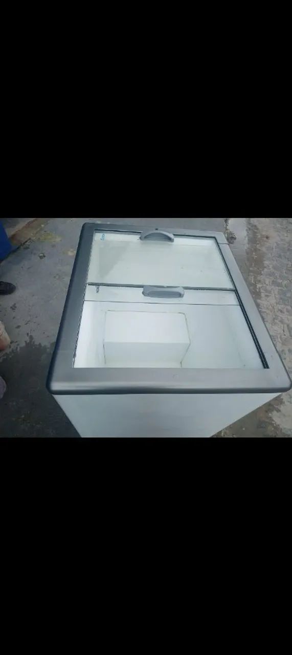Freezer vertical de 2 tampa de vidro.