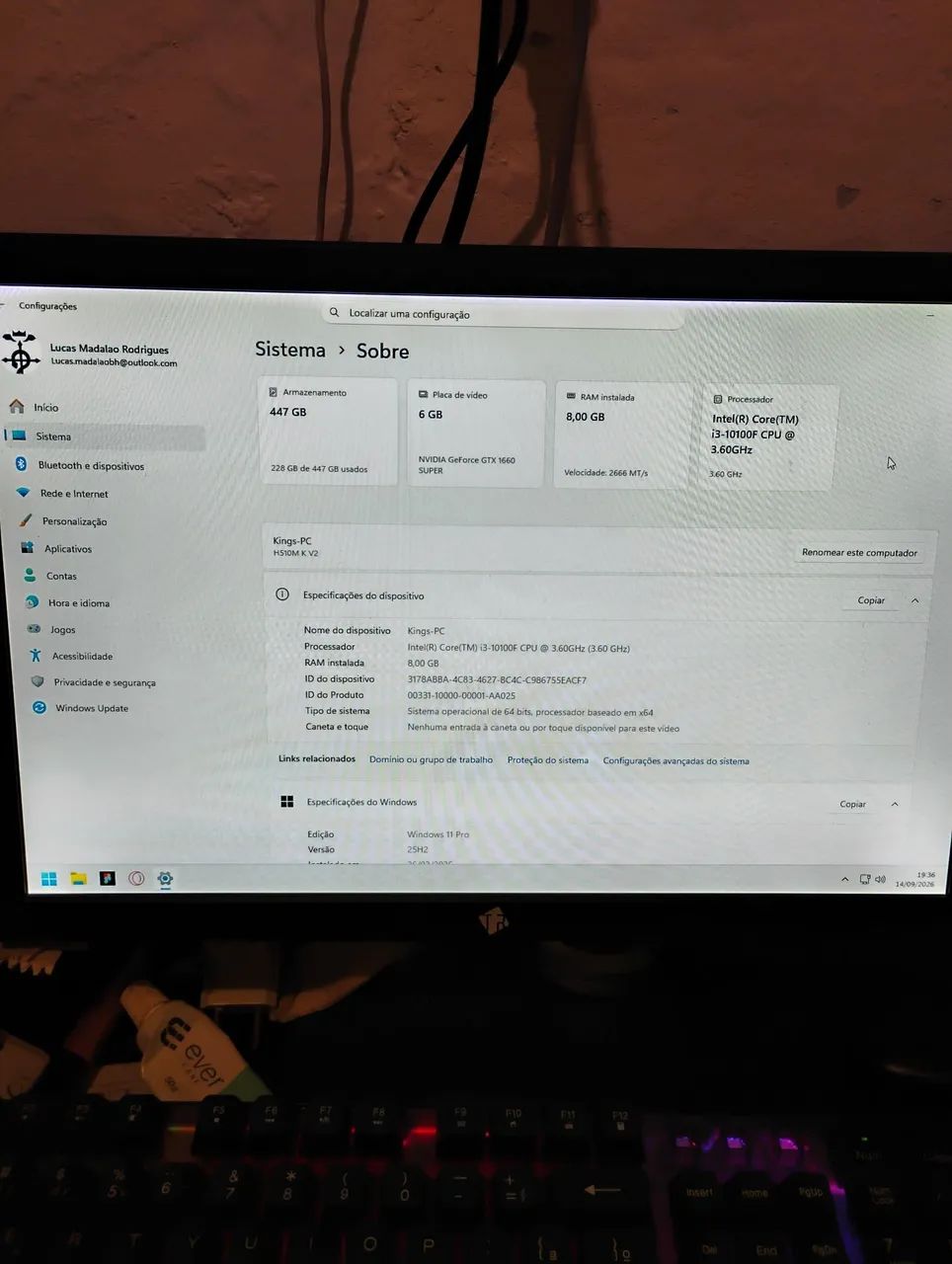 Pc gamer Intel core i3 10100f com GTX 1660 super - Foto 3
