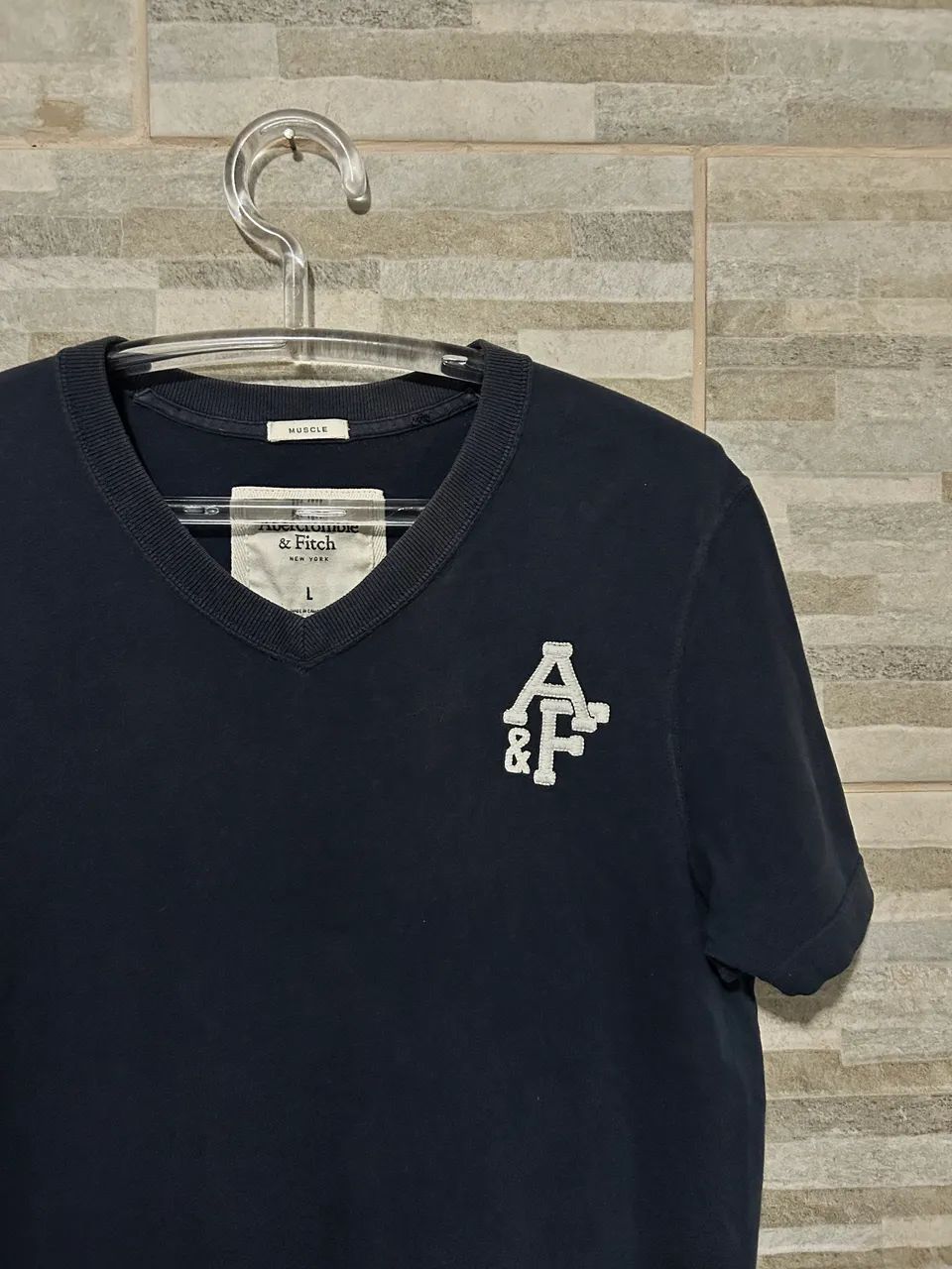 Camisa básica azul Abercrombie G - Foto 4