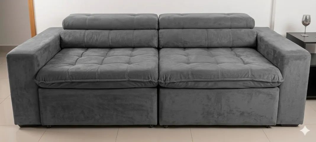 Sofá Retrátil e Reclinável em Suede - Super Confortável (2,50m)