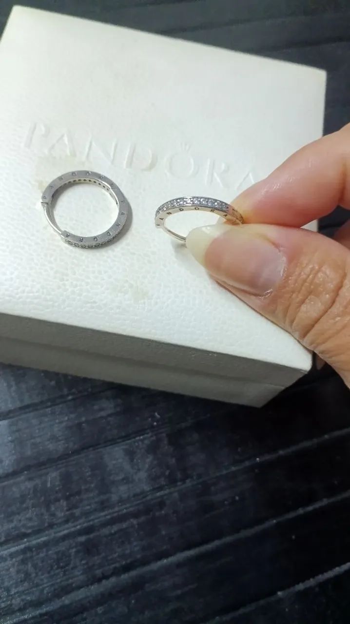 Brinco argola Pandora original prata 925 - Foto 3