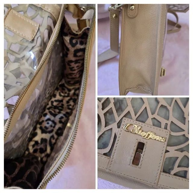 bolsa couro transversal carmen steffens bege original - Foto 5