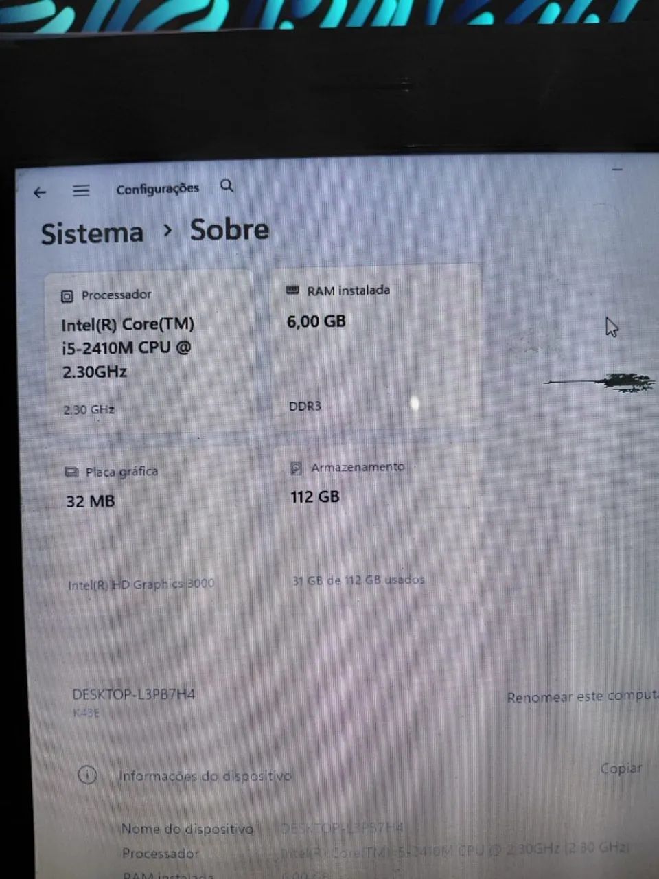 Notebook Asus A43E + SSD 120GB e 6GB de RAM - Foto 4