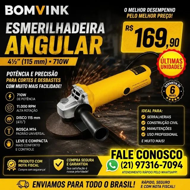 Esmerilhadeira Angular 710W - BOMVINK