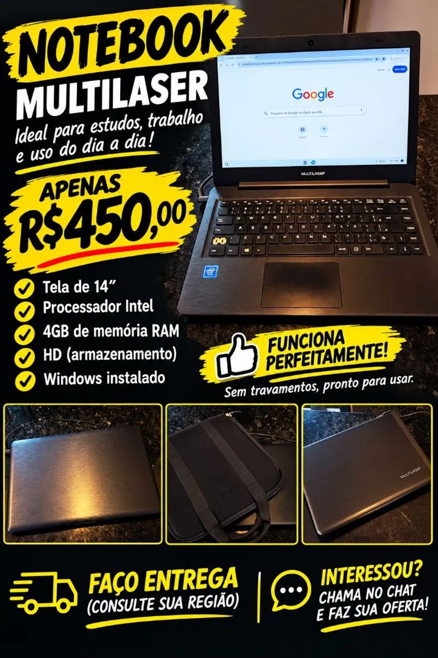 Notebook funcionando perfeitamente faço entrega 