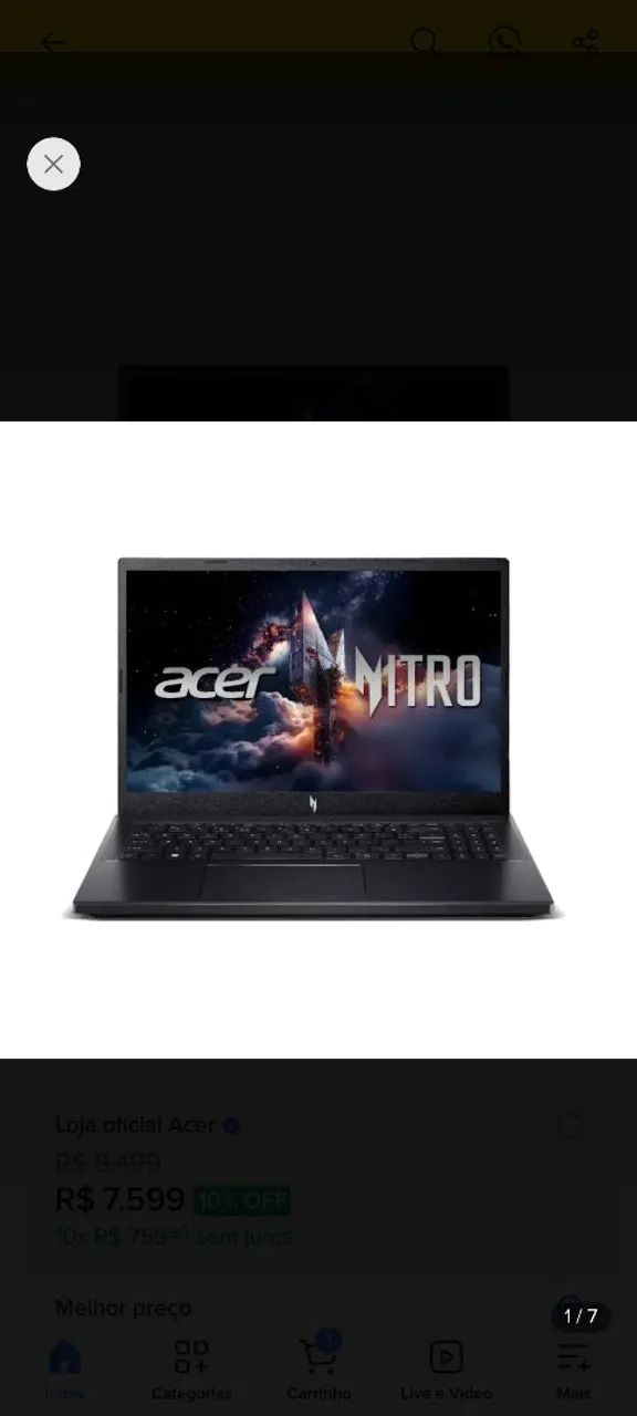 Notebook Acer Nitro v15 