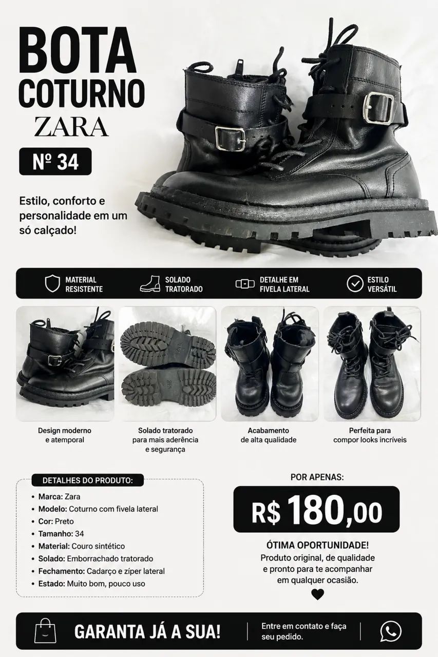 Bota coturno Zara