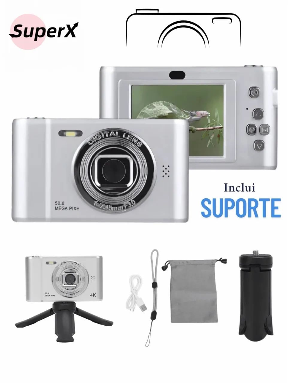 câmera com sensor ccd 4K - NOVO 