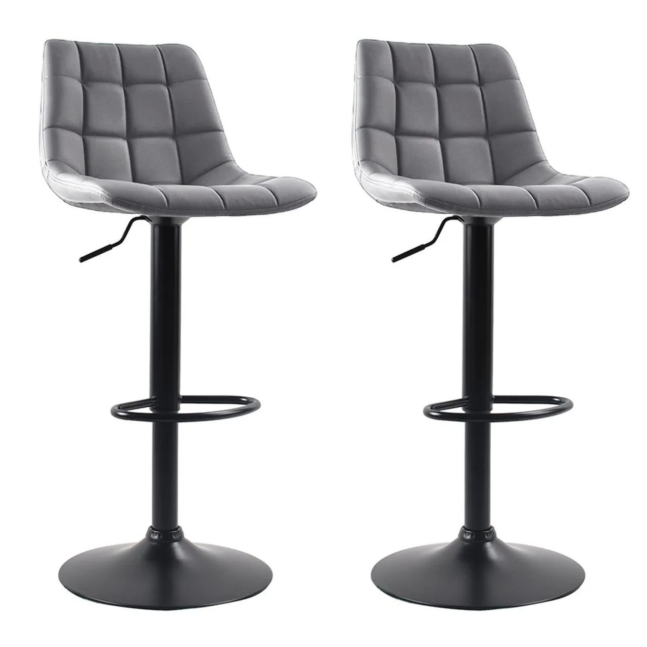 Conjunto com 2 Banquetas Giratórias Kinney Cinza