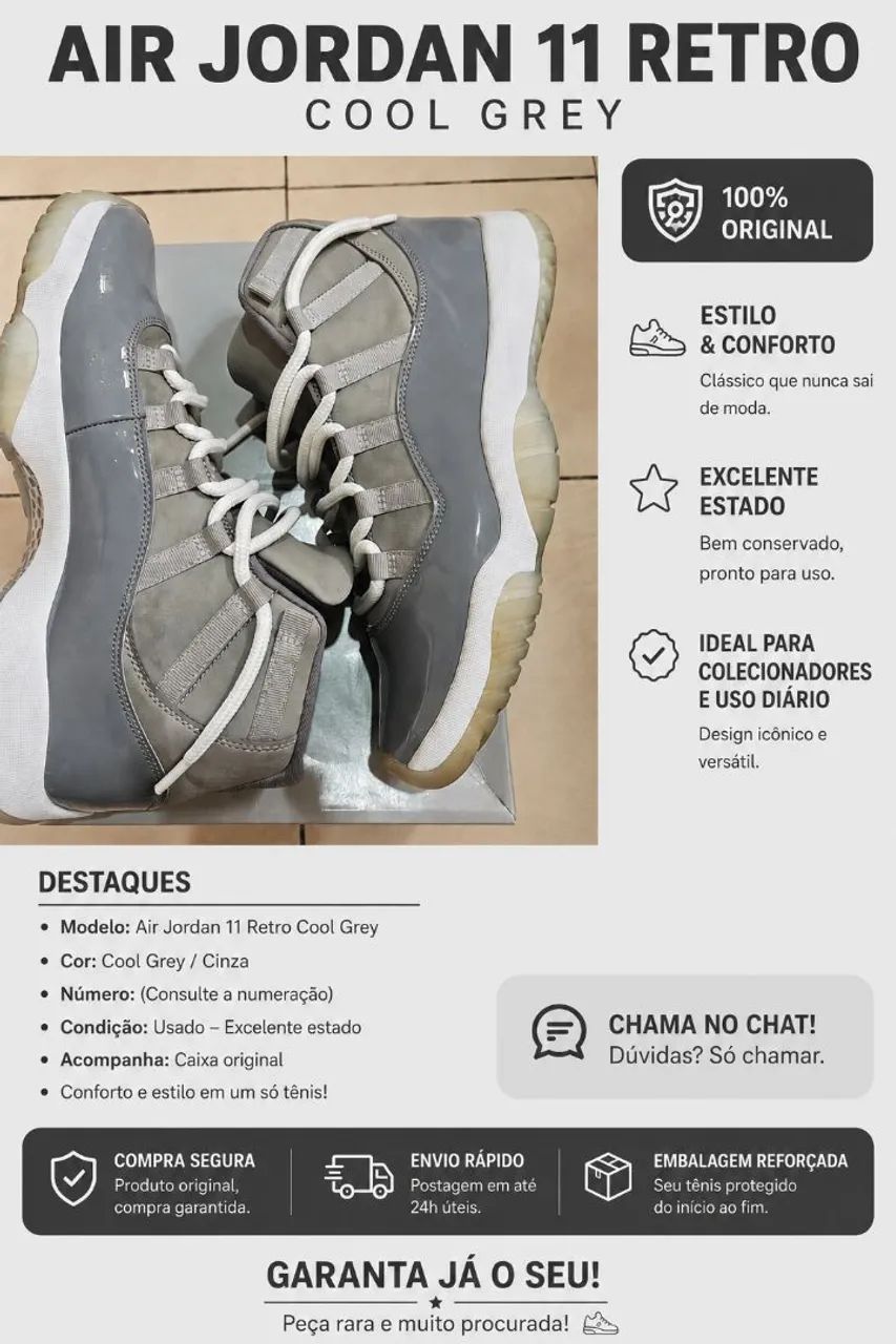 Nike Air Jordan 11 Retro Cool Grey - Nº 43 - Original + Caixa