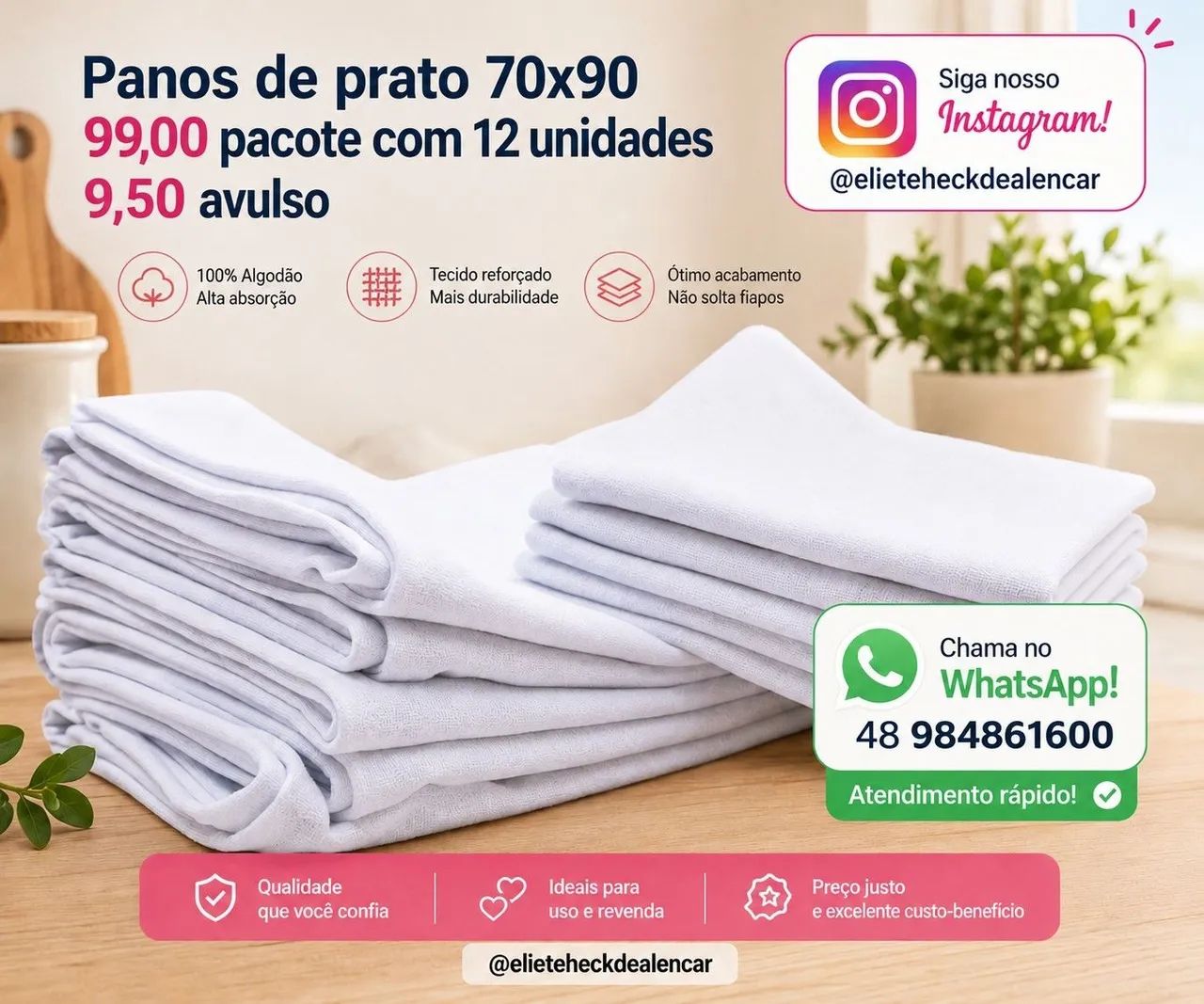 Panos de prato com bainhas  - Foto 5