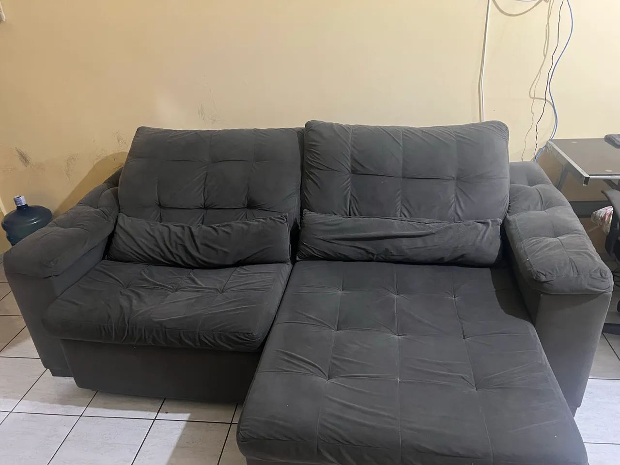 Sofá retrátil reclinável cinza 2,20m - Foto 2
