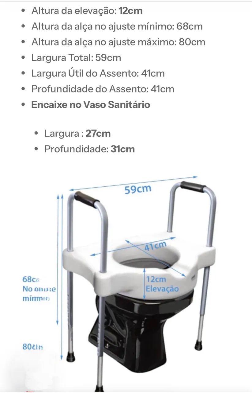 Assento alto sanitário com barras - Foto 2