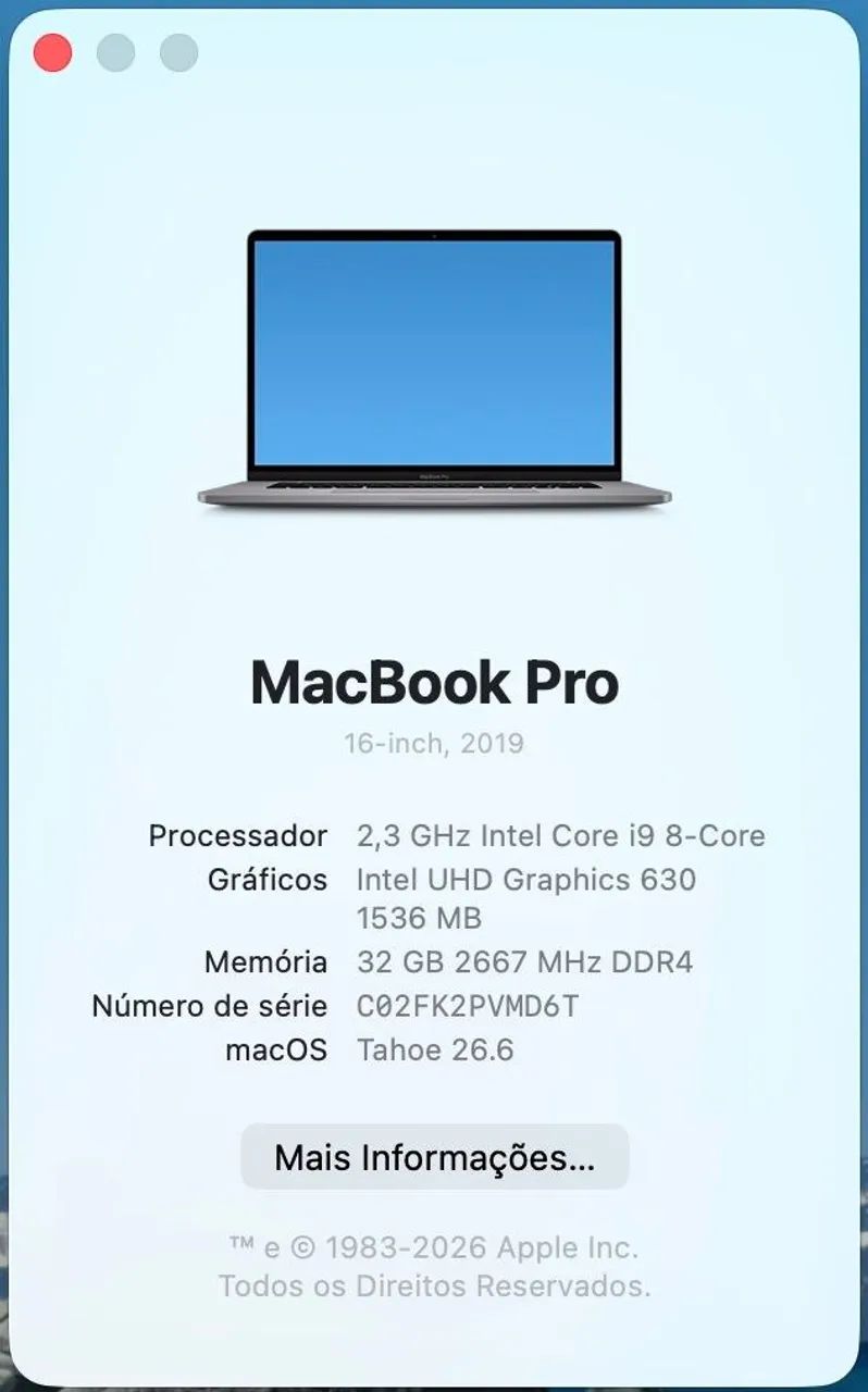 MacBook Pro 16" - Intel i9 - 32GB - 1TB - Placa de Vídeo Dedicada 8GB - Foto 2
