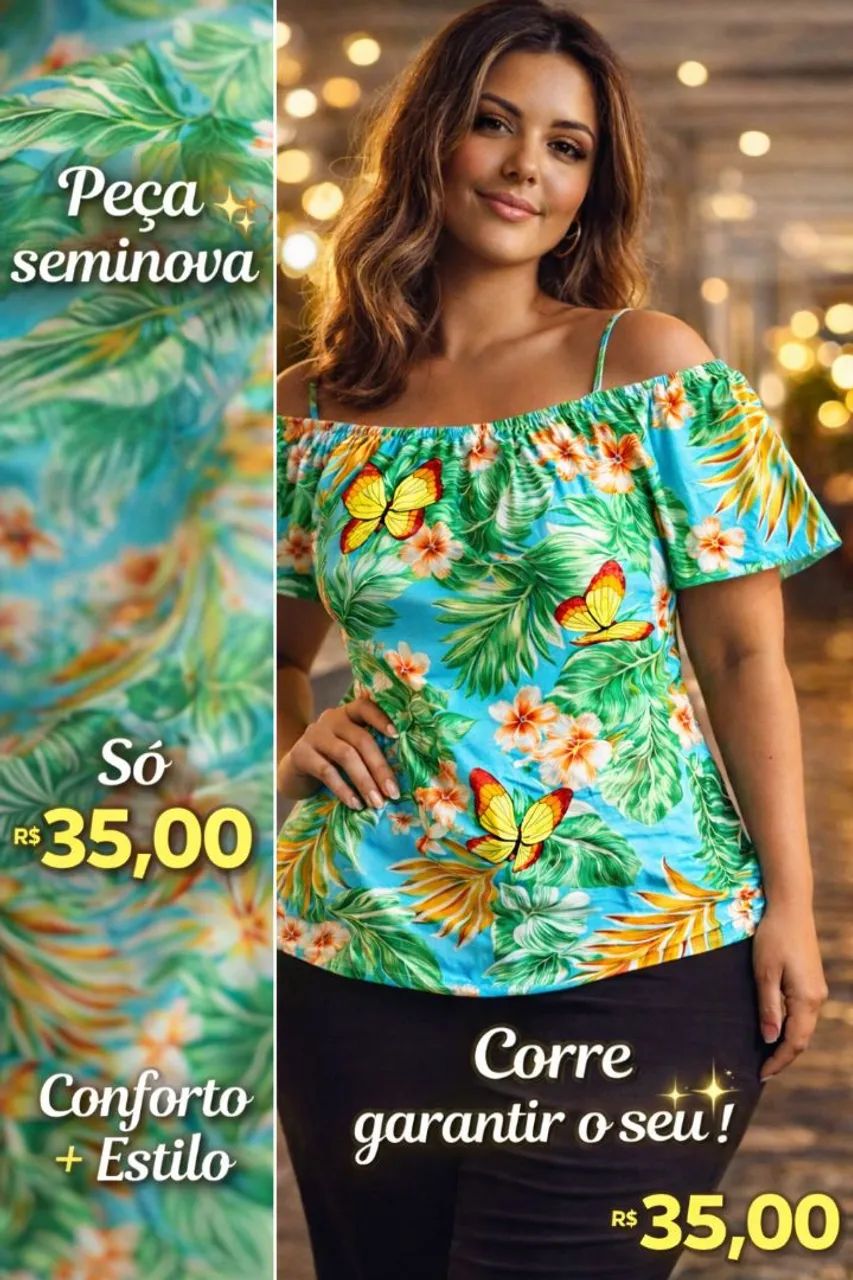 BLUSA CIGANINHA FEMININA<br>Blusa Ciganinha Feminina Tamanho G - Viscose - R$ 35,00 - Foto 4
