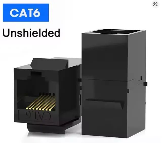 Kit 21x Acoplador Keystone RJ45 CAT6 Fêmea/Fêmea - Preto