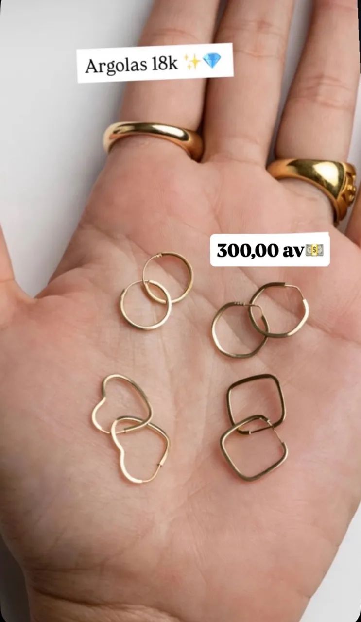Argolas em ouro 18k, RS300,00 av