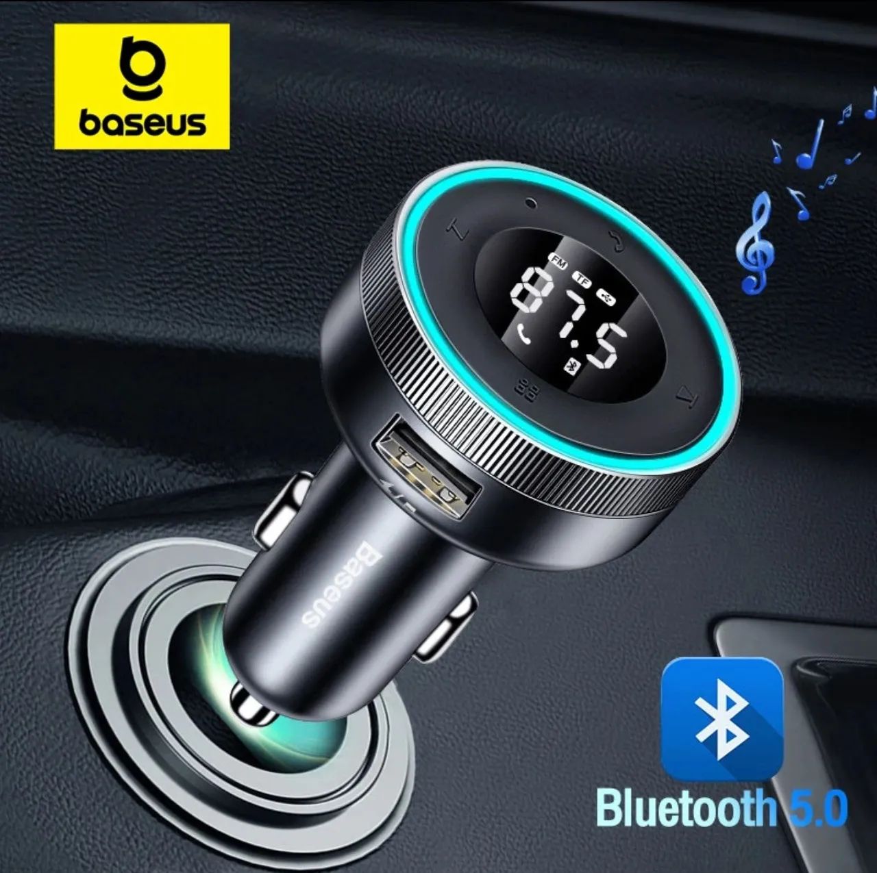 Baseus transmissor FM com Bluetooth e carregamento rápido  - Foto 2