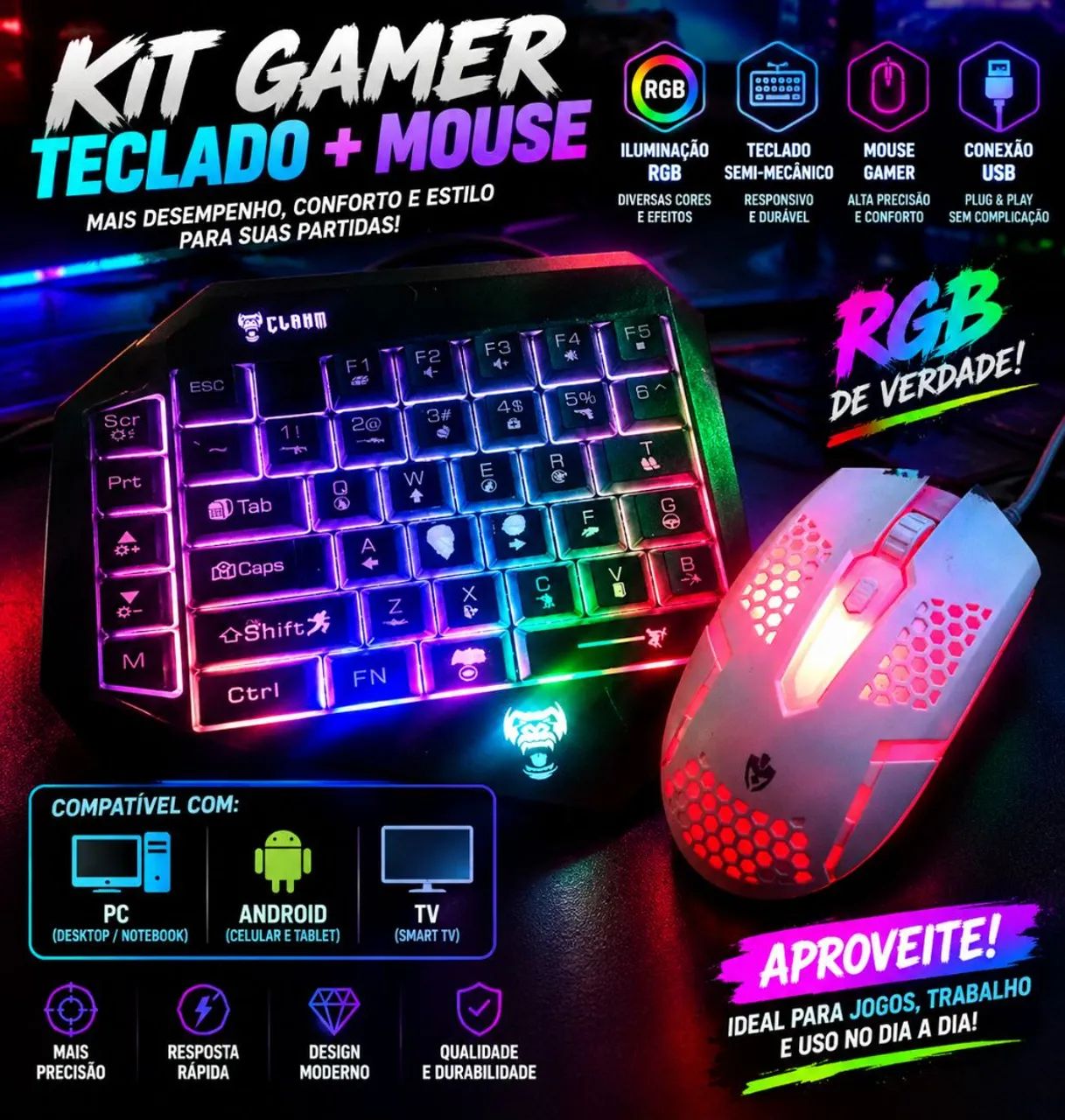 KIT TECLADO MOUSE GAMER
