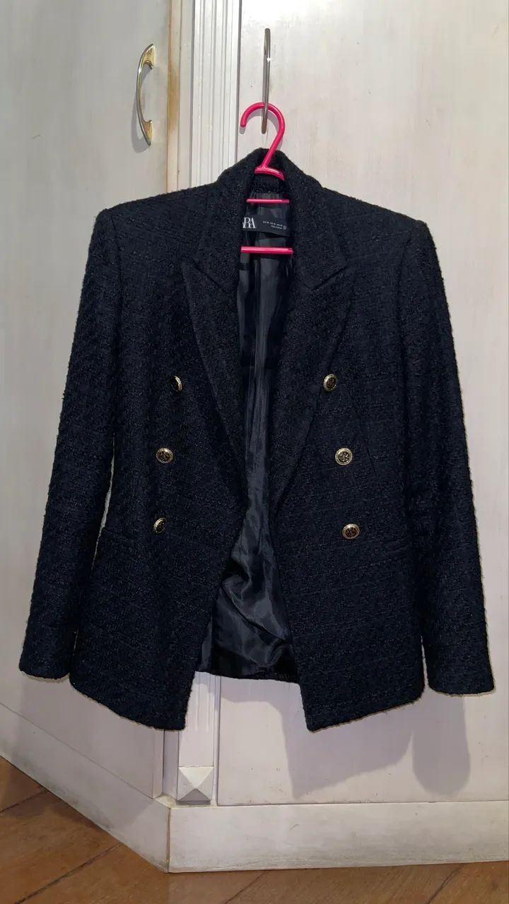 Blazer tweed preto da Zara