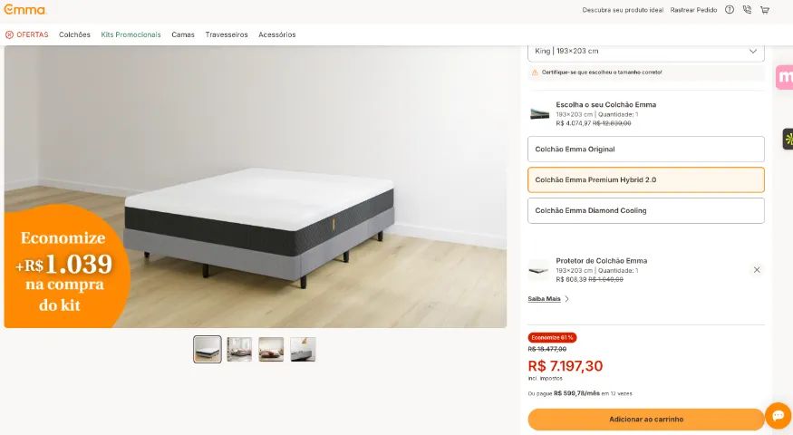 Emma Premium - Cama box e Colchão - King Size - Nova é + de R$7000  - Foto 5