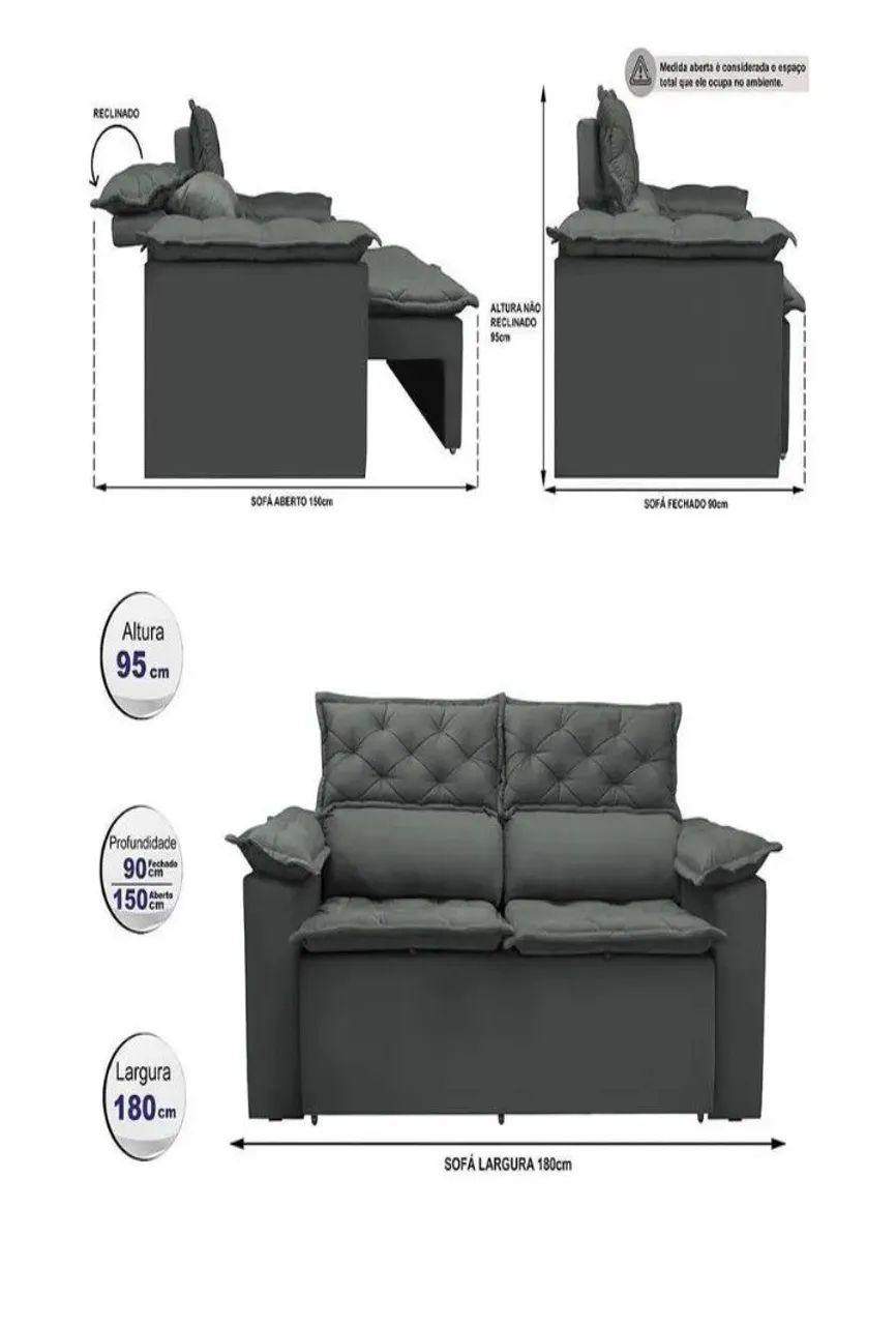 Vende -se sofá retrátil e reclinável  - Foto 4