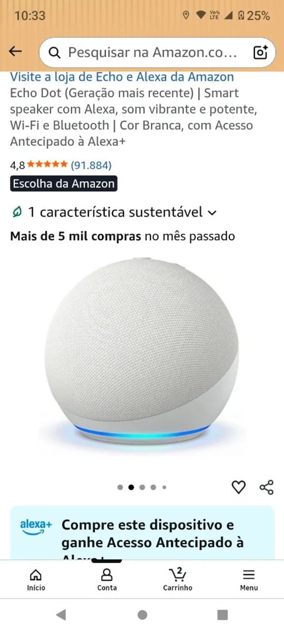 Echo dot 4 geração (ORIGINAL)  - Foto 2