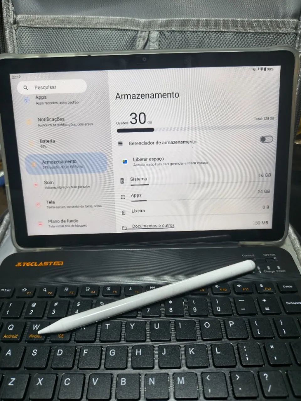 Tablet Teclast M50 Plus 128GB - Kit completo c/ teclado, capa, case e caneta (semi-novo)