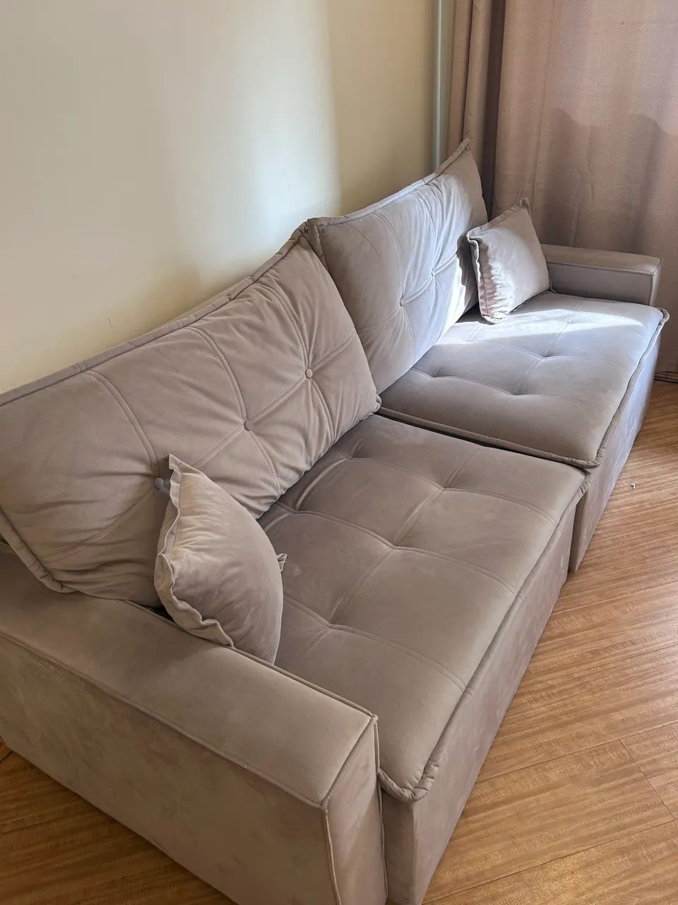 Sofá-Cama Suede Cinza 4 Lugares - 2,30m - Foto 2