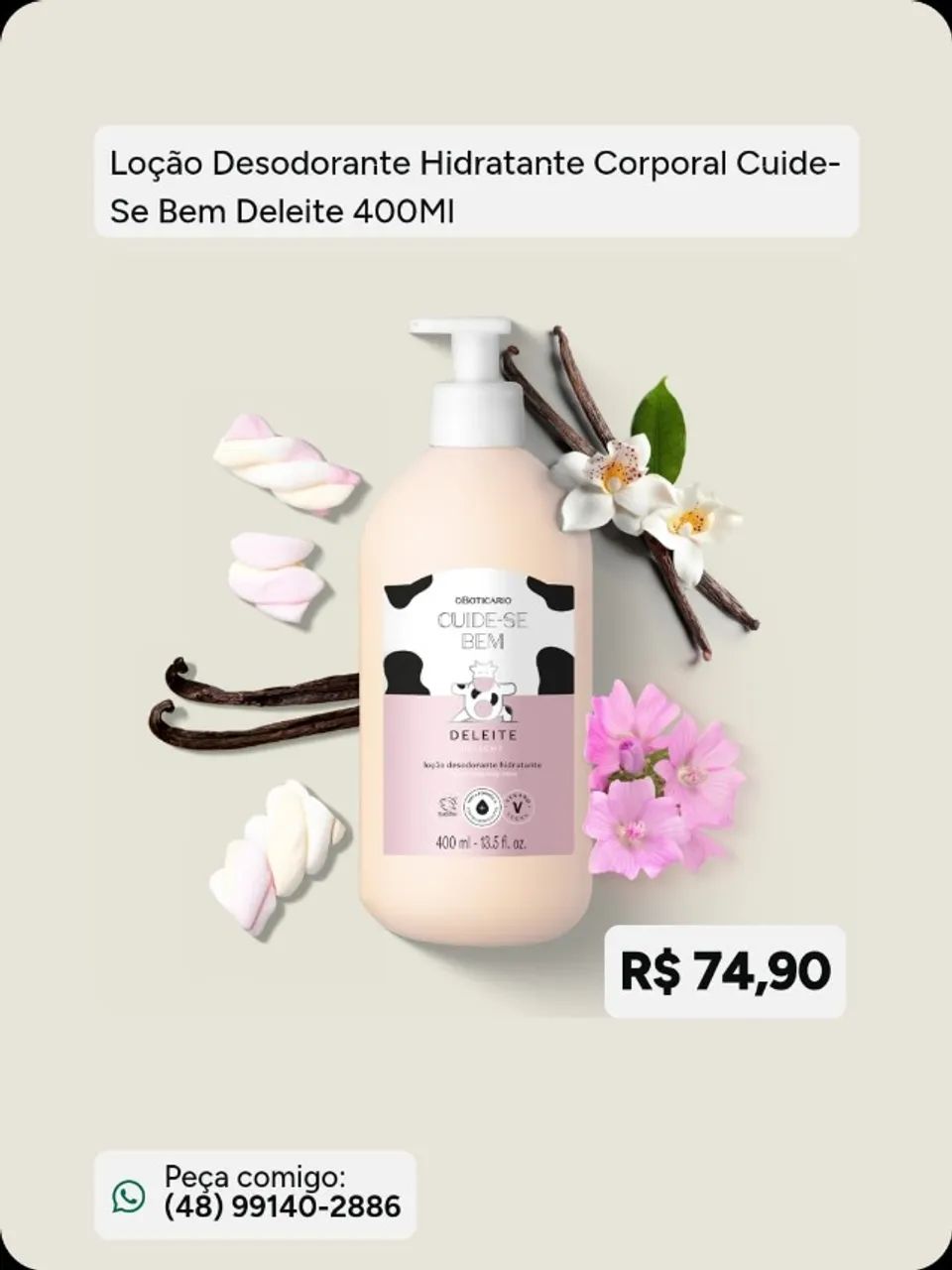 Loção Desodorante Hidratante Corporal Cuide-se Bem Deleite 400ml