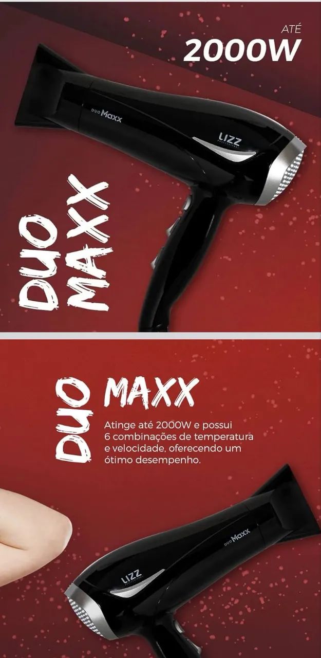 Lizz Professional Secador Lizz Duo Maxx 2000W Bivolt Preto - Foto 2