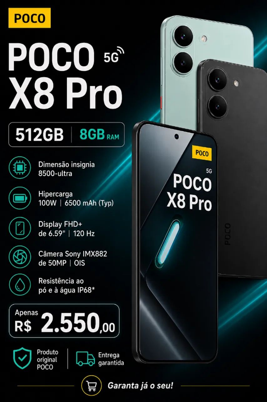Poco X8 Pro 512GB/8GB (Black e Verde)
