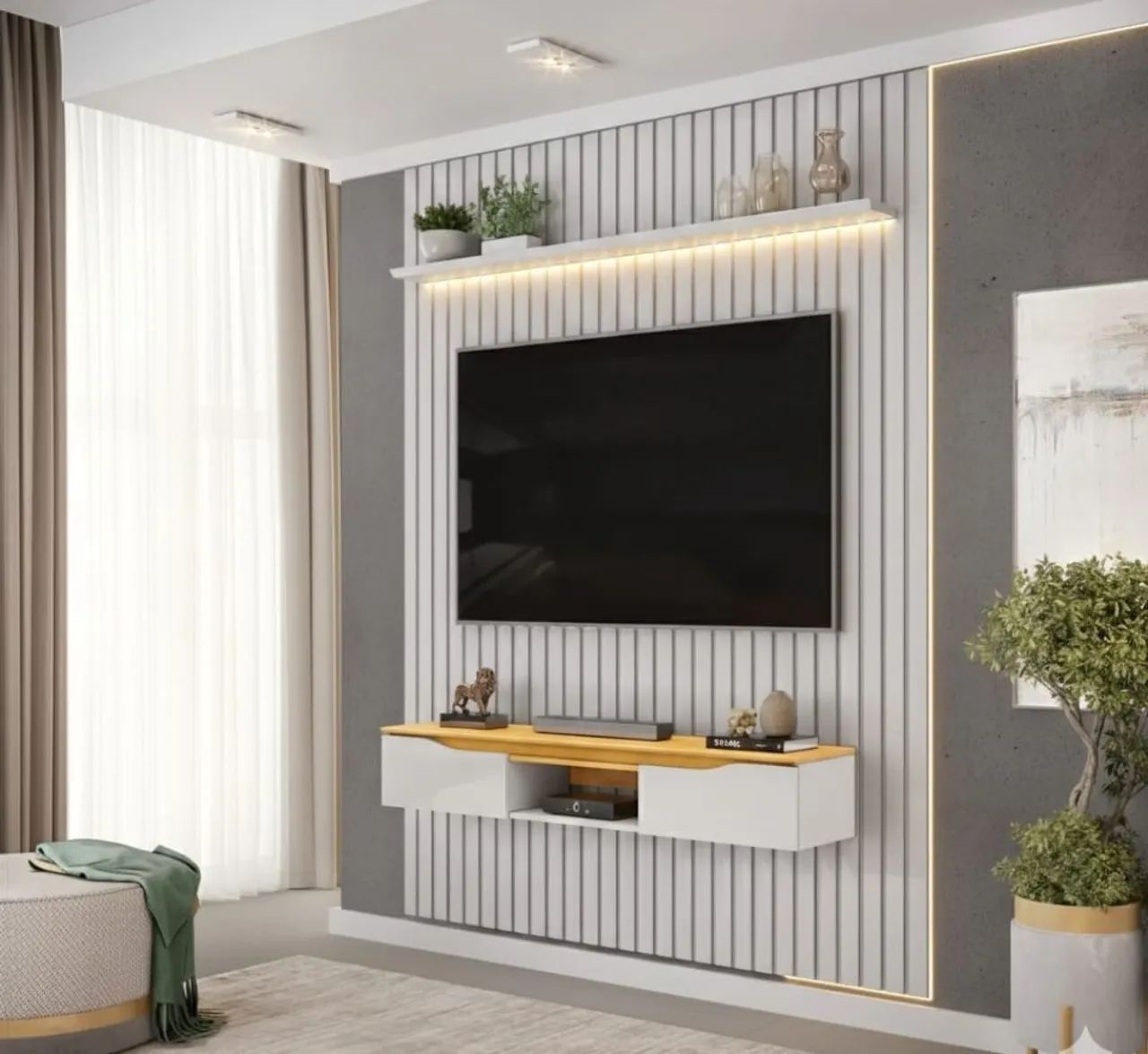 Painel ripado Bali com led e nicho  - Foto 2