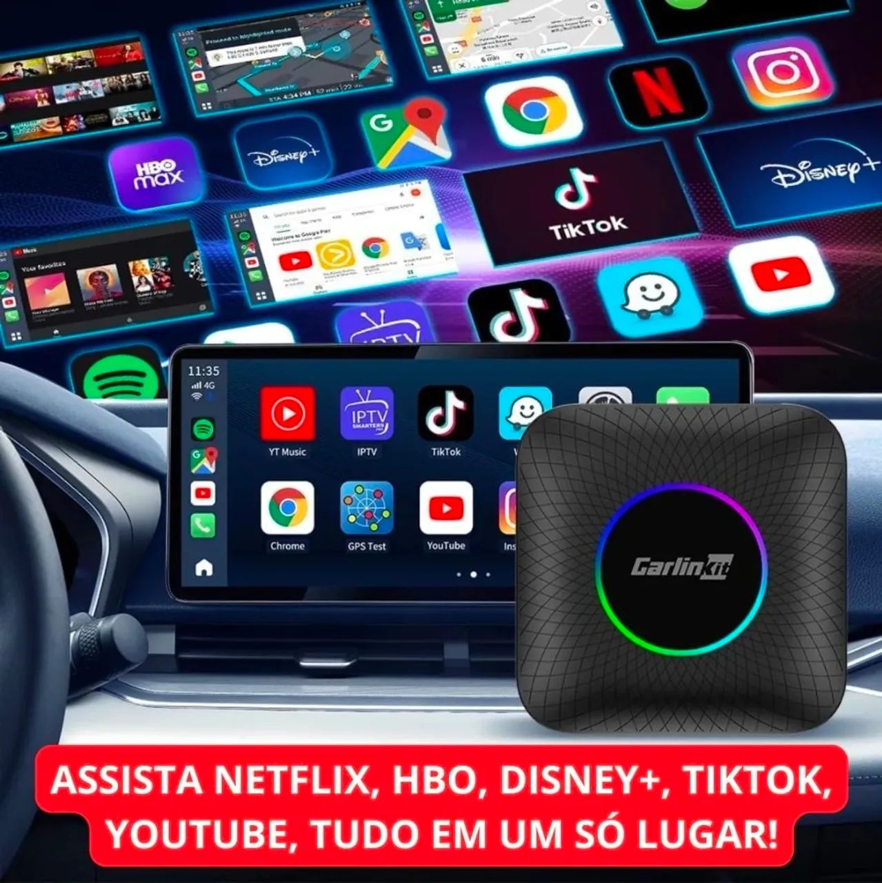 Carplay Carlinkit Box Streaming Android 13 Wi-Fi 8gb + 128gb - Foto 2