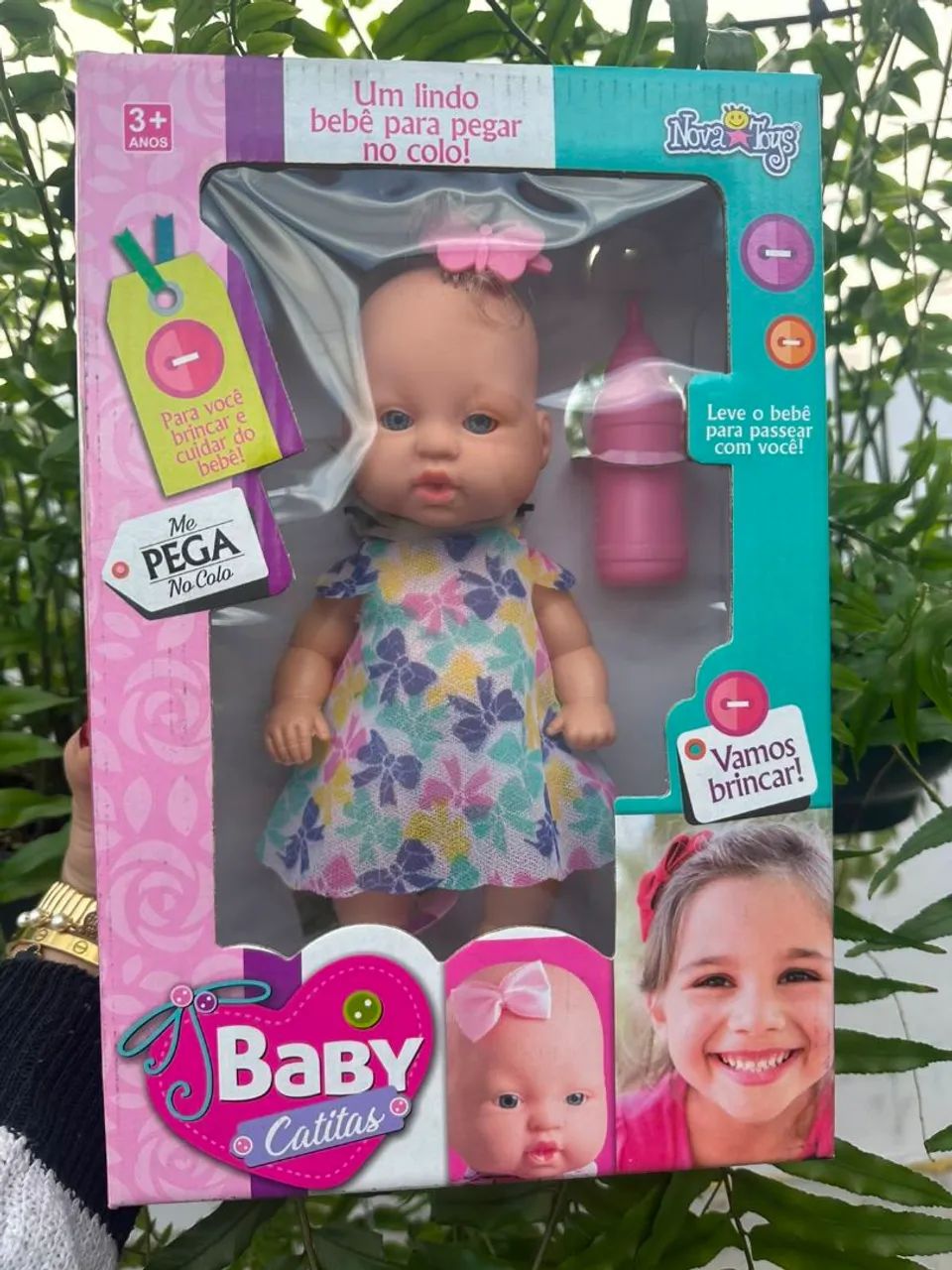 Boneca infantil baby catitas com mamadeira 