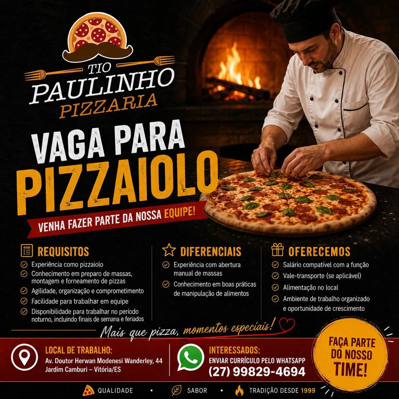 Vaga para Pizzaiolo