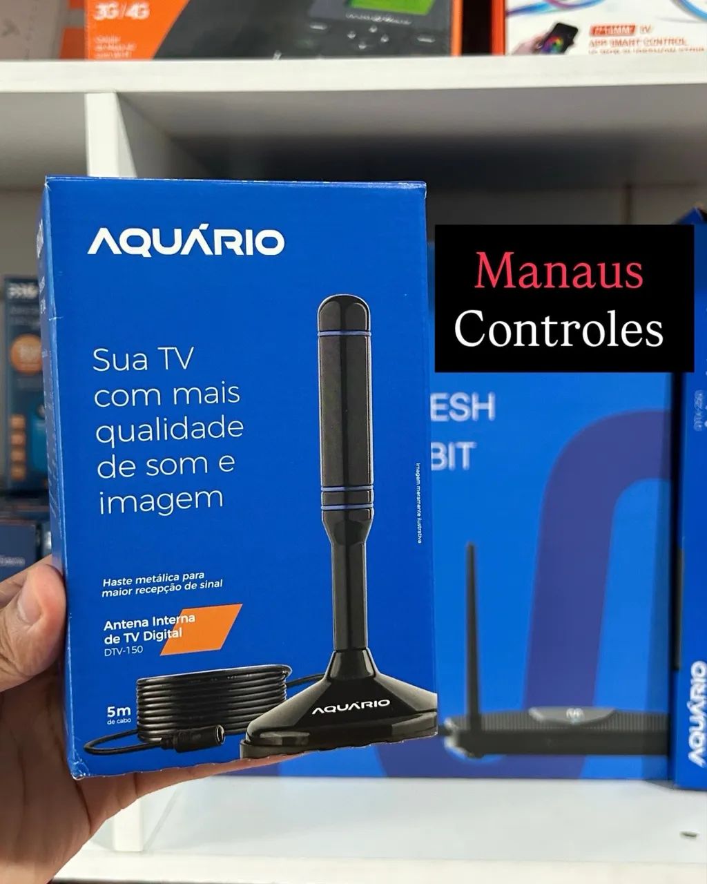 Antena Interna de TV 5 Metros de Cabo Digital 
