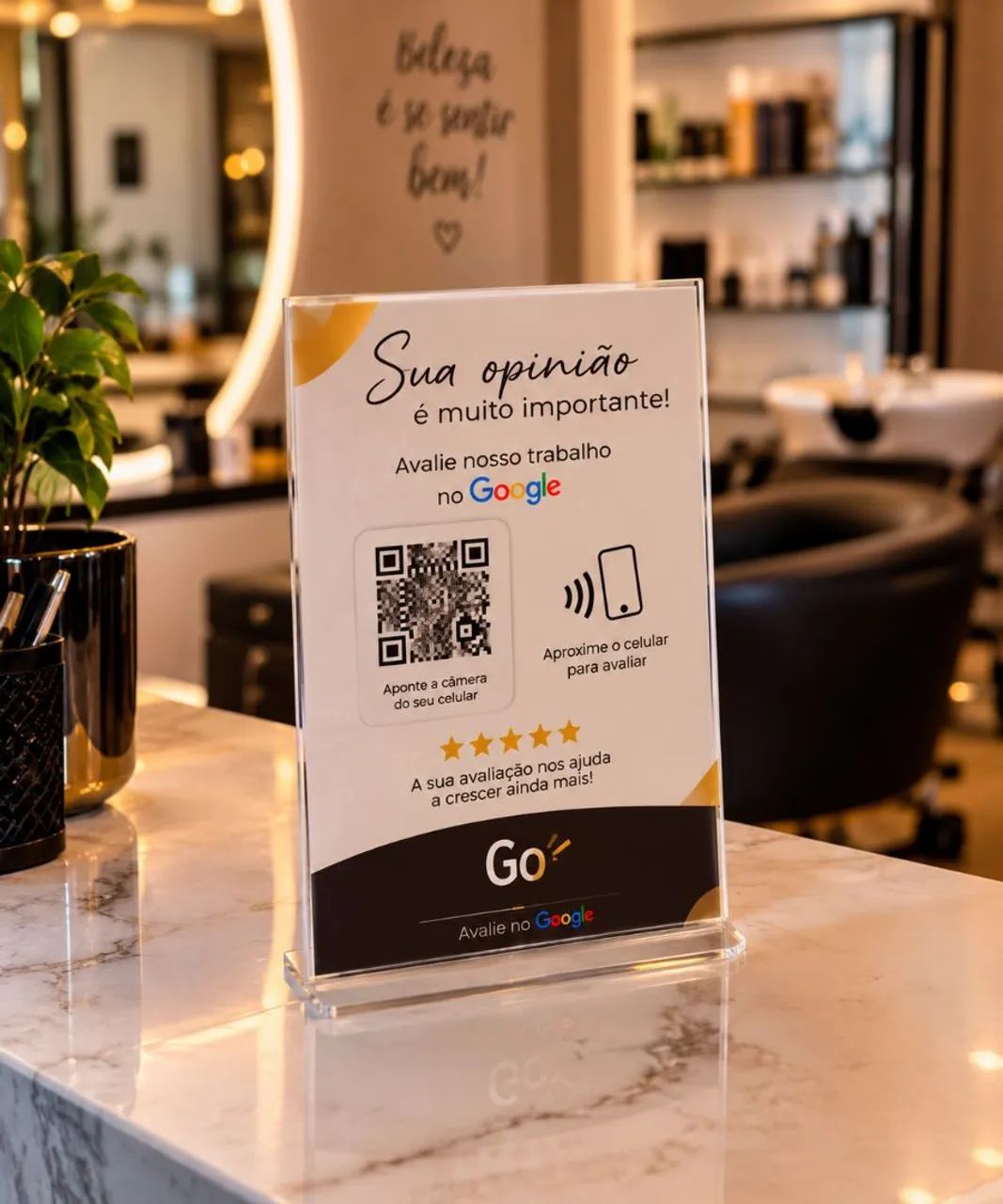 ? PlaquinhPlaquinha a de Avaliação no Google com QR Code e NFC