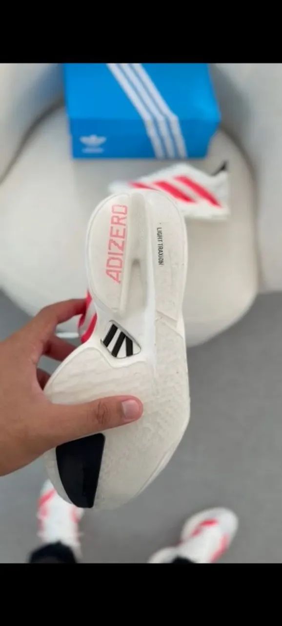 Adidas Adizero Pro 4 branco e vermelho Prime - Foto 5