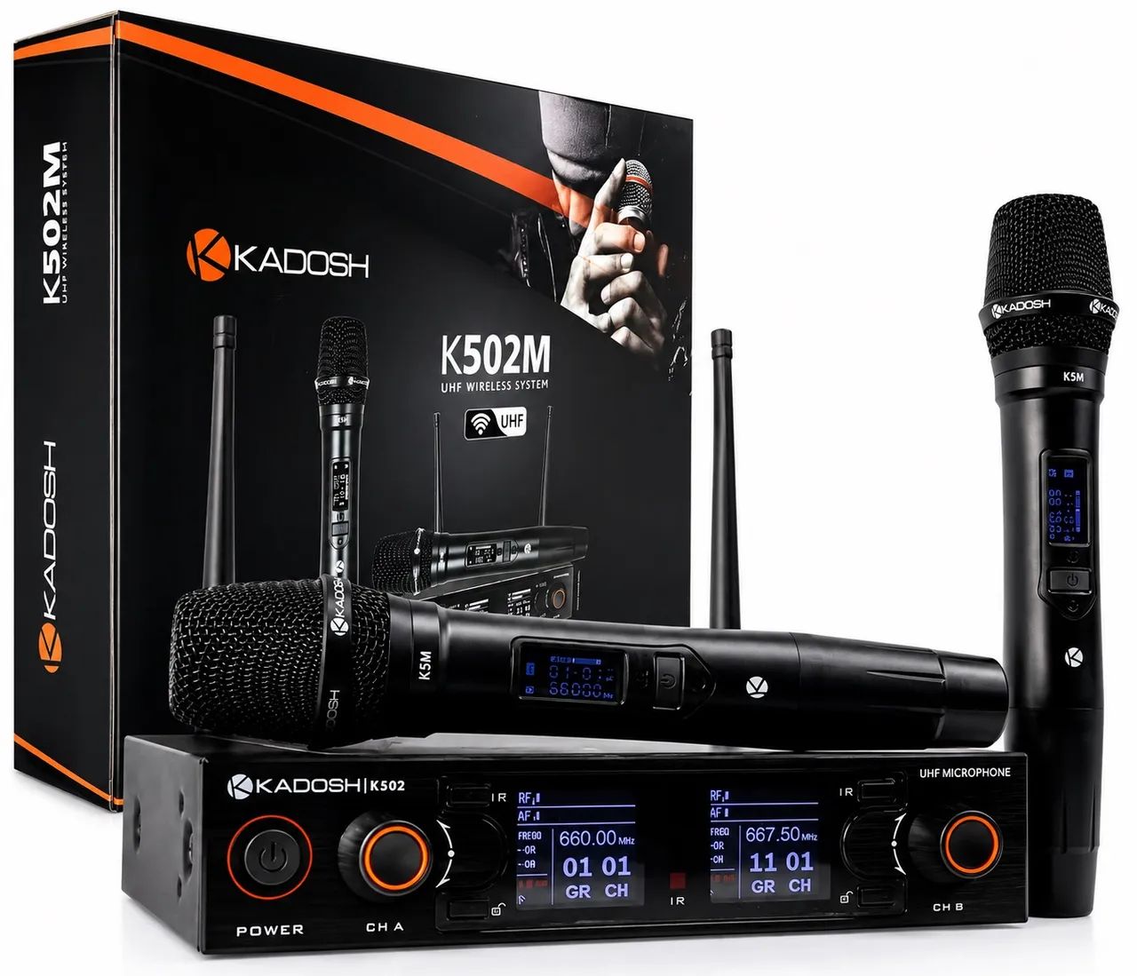 Microfone Sem Fio Kadosh K502M UHF Duplo - Novo