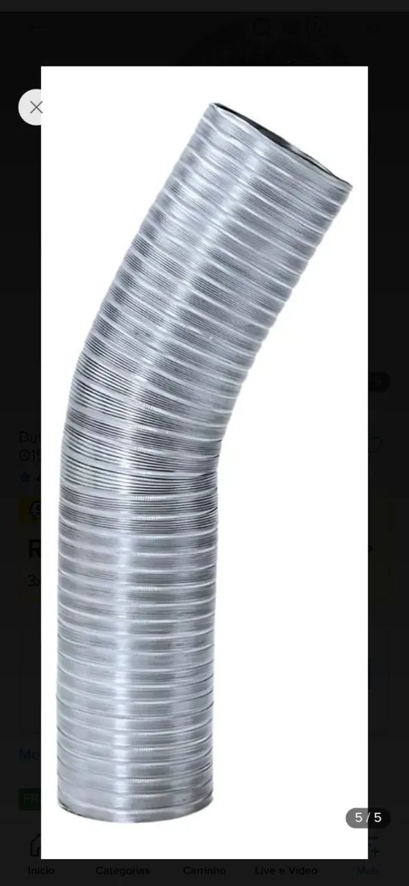 Duto semi-flexível 1,5m 150mm (6 polegadas)