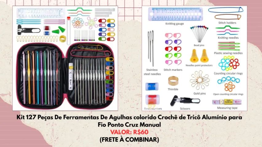 127-Piece Needle Tool Kit for Colorful Crochet and Knitting – Aluminum Needles for Cross-Stitch Thread