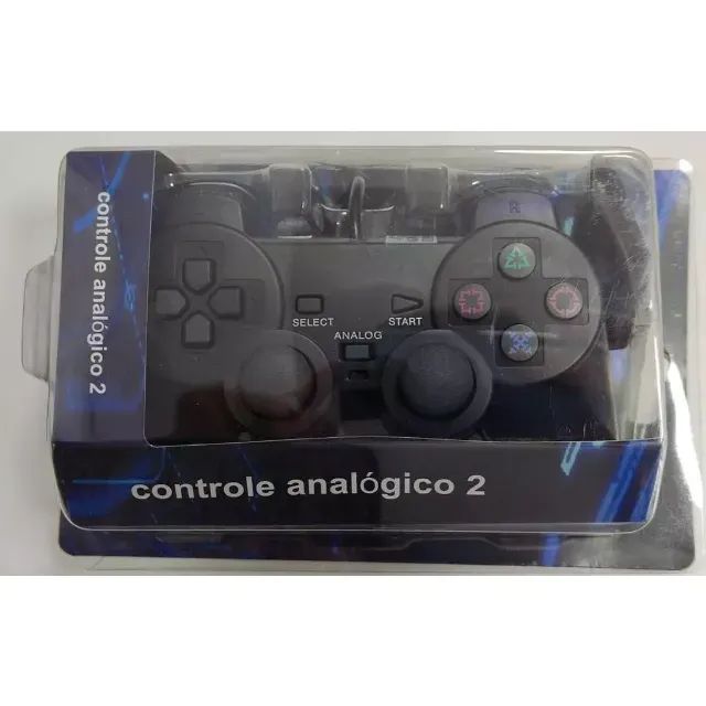 CONJUTO 2 CONTROLE COM FIO PS2