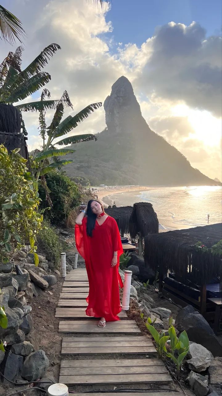 Vestido / saída de praia / kafta vermelha longa 