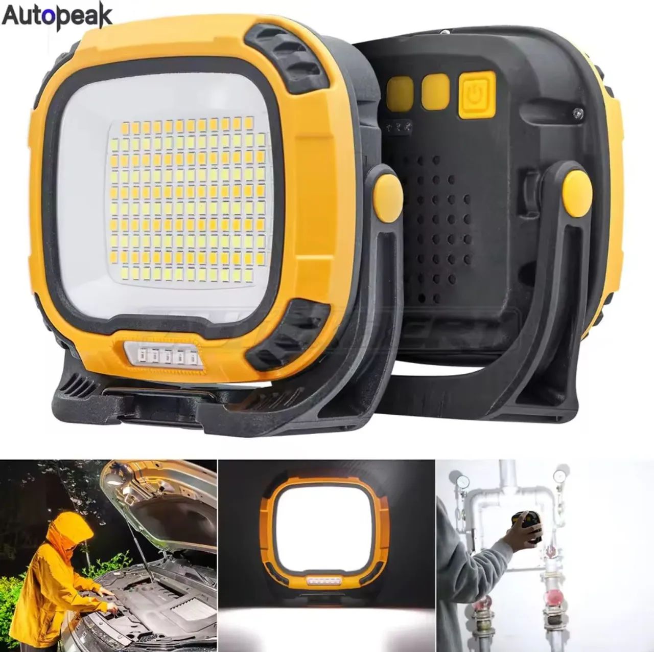 Refletor portátil- 30W, 4 Níveis, Luz Vermelha, Suporte Magnético - Amarelo - Foto 3