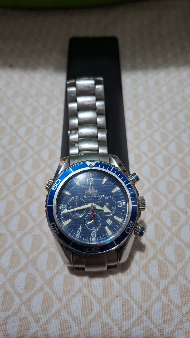Relógio Ômega mod. 007 fio Azul todo funcional - Foto 2