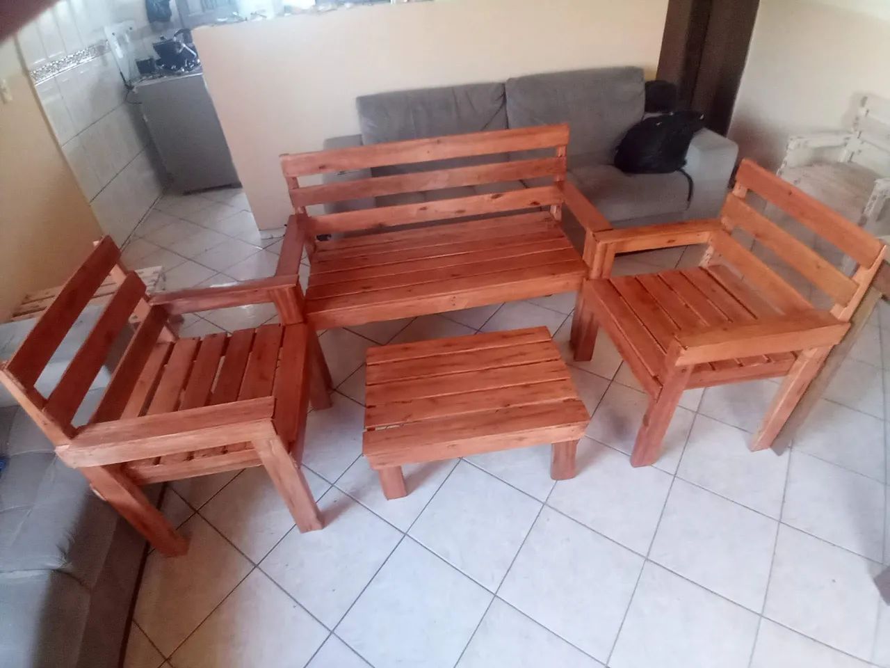Conjunto de banco e poltrona rústico - Foto 4