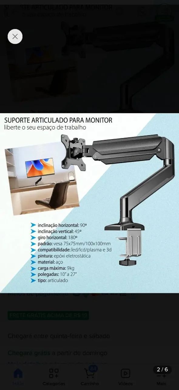 Este suporte articulado de mesa em aço
