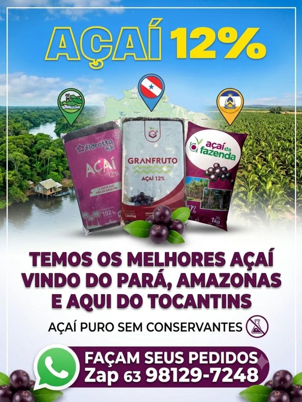 Vendo açaí puro.